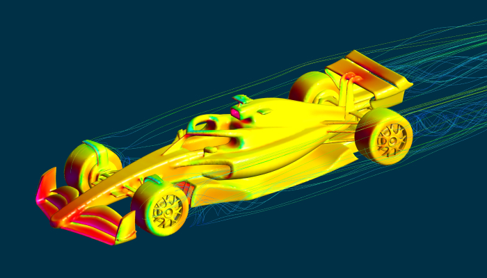 Une simulation aérodynamique d'une formule 1